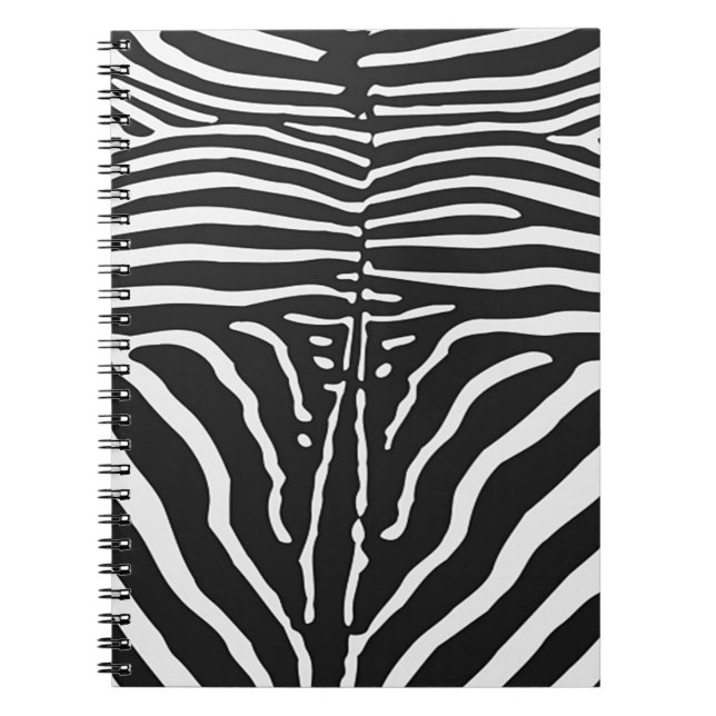 Äkta Zebra Skinntryck - svart vit randig Anteckningsbok Med Spiral (Framsidan)