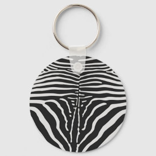 Äkta Zebra Skinntryck - svart vit randig Nyckelring