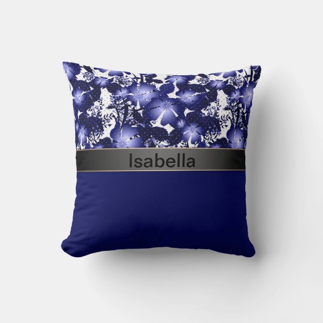 Äktenskap årsdag grå satinband pärlor flora kudde (Framsida)