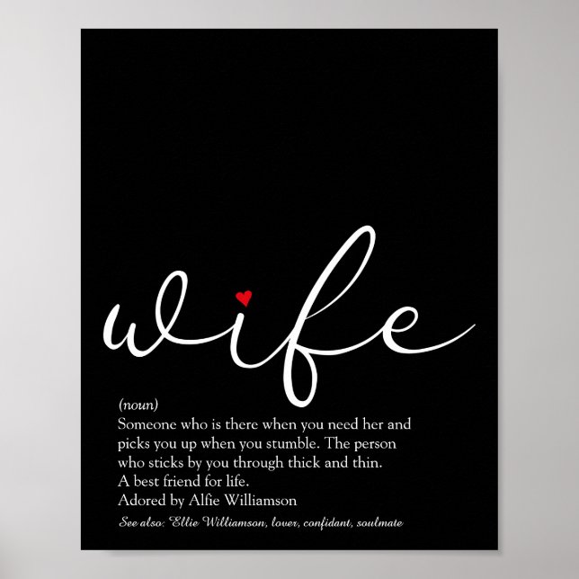 Äktenskap Definition Chic Skript Rött Kärlekshjärt Poster (Framsidan)