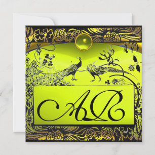 ÄKTENSKAP KÄRLEK FÅGLAR MONOGRAM svart  gul topas Meddelande