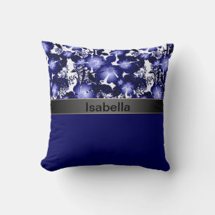 Äktenskaplig årsdag grå satinband pärlor flora kudde