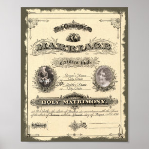 Äktenskapsbevis från 1800-talet poster