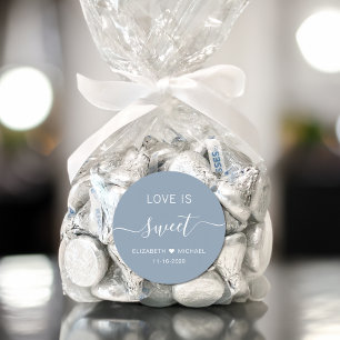 Äktenskapsgåva Love Is Sweet Damblå Runt Klistermärke