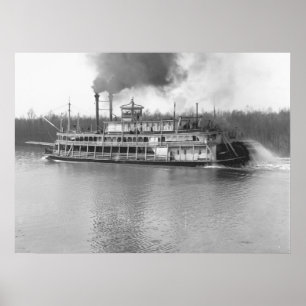 Akter-Rulla Steamboatbellen av Calhoun BW 1906 Poster