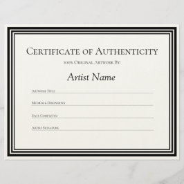 Äkthetsintyg Art Brev Papper