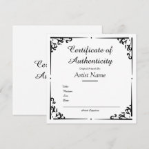 Äkthetsintyg för Ornate Vintage för Art