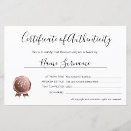 Äkthetsintyg för teckning av