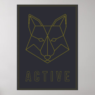 Aktiv bekräftelse poster gult origami fox
