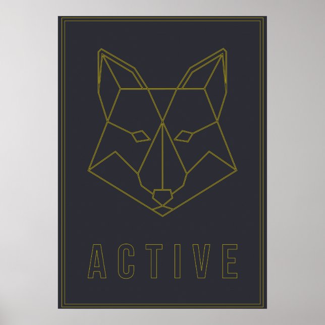 Aktiv bekräftelse poster gult origami fox (Framsidan)