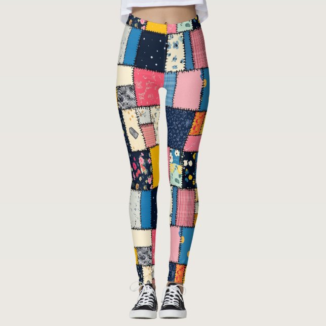 Aktiv design för lappverk, lekfull Mönster Leggings (Framsida)