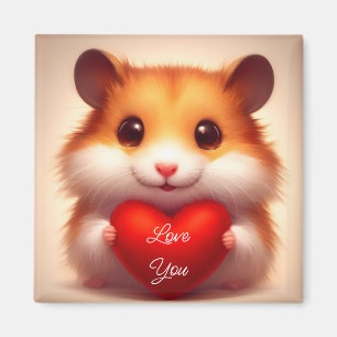 Aktiv hamster med hjärtmagnet magnet