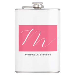 Aktiv monogramRosa Vit Modern Plain Fickplunta