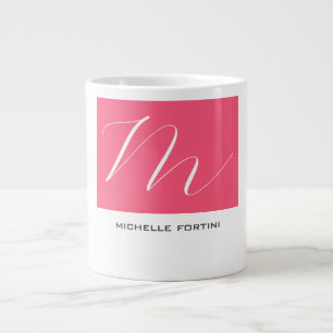 Aktiv monogramRosa Vit Modern Plain Jumbo Mugg