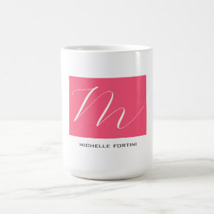 Aktiv monogramRosa Vit Modern Plain Kaffemugg