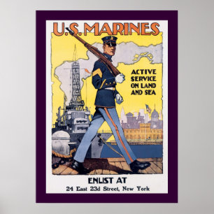 Aktiv som är tjänste- på land och havet poster