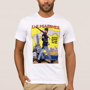 Aktiv som är tjänste- på land och havet tee shirt