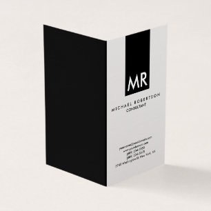 Aktiv svartvit monogram svart, modern visitkort