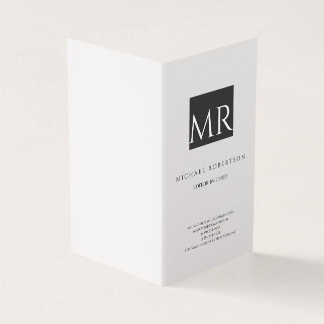 Aktiv svartvit monogram svart, modern visitkort (Utsida)
