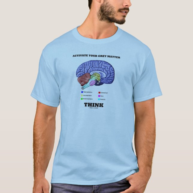 Aktivera din Grått Matter Tänka (Anatomiskt hjärna Tee Shirt (Framsida)