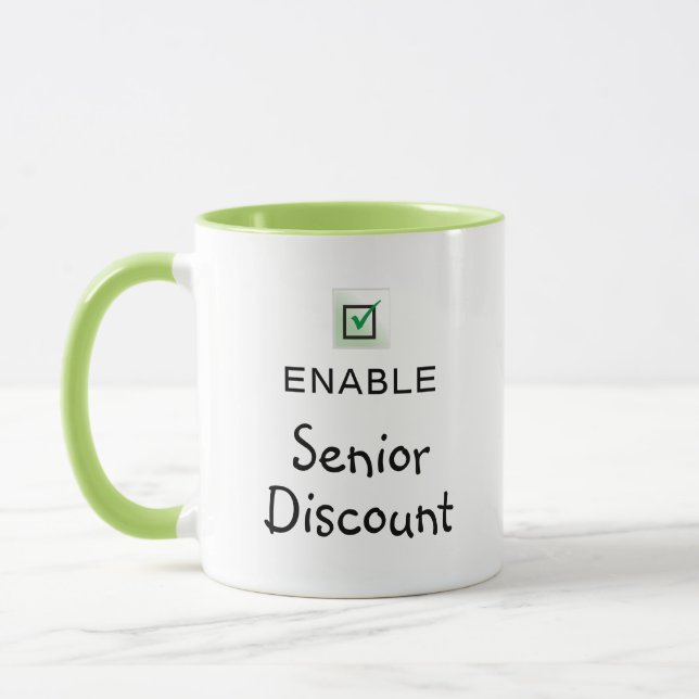 Aktivera Seniorrabatt Roligt Citat Kaffemug Mugg (Vänster)