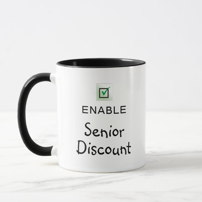 Aktivera Seniorrabatt Roligt Citat Kaffemug Mugg (Vänster)