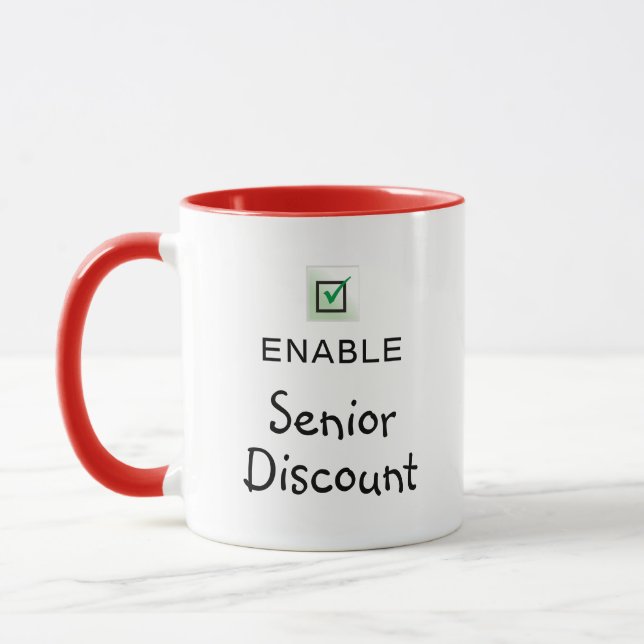 Aktivera Seniorrabatt Roligt Citat Kaffemug Mugg (Vänster)