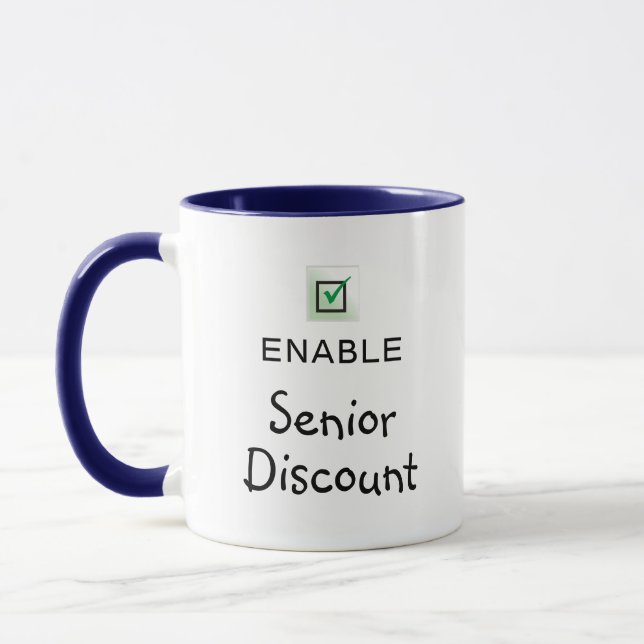 Aktivera Seniorrabatt Roligt Citat Kaffemug Mugg (Vänster)