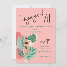 Aktiverad AF Rosa och svart Summer Bachelorette Inbjudningar