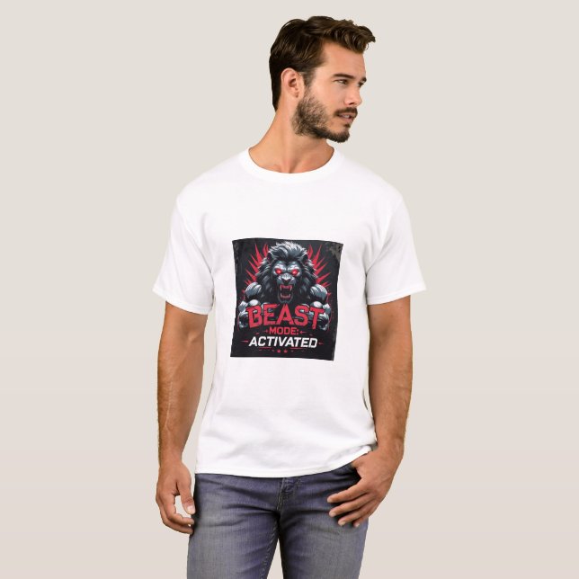 Aktiverat beast-läge | Hardcore Gym Motivation T Shirt (Hel framsida)
