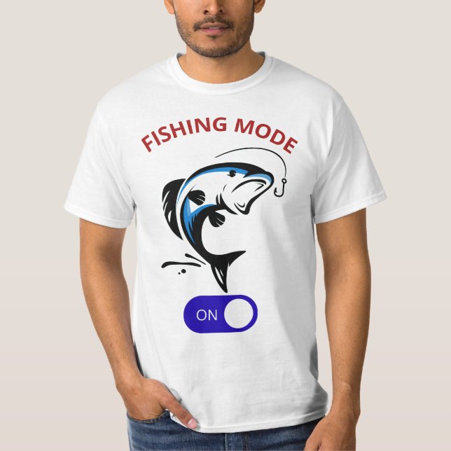 Aktiverat fiskeläge - Lustigt fiskarmönster T Shirt (Framsida)