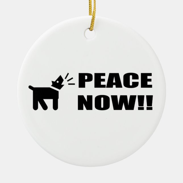 Aktivistisk Hund Peace Now Julgransprydnad Keramik (Framsidan)
