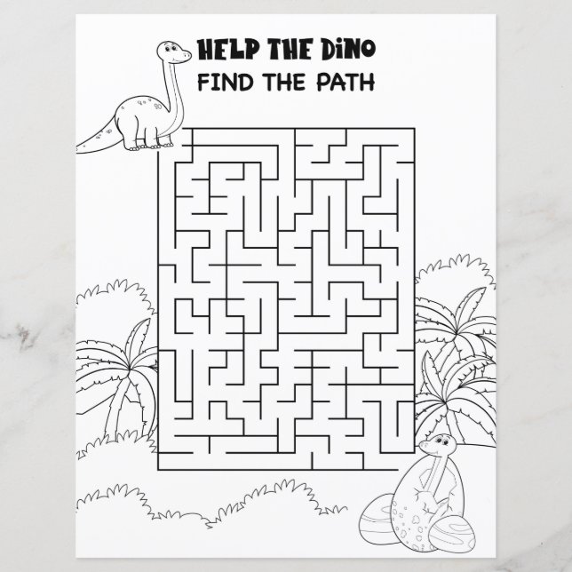 Aktivitet hos barn Cute Dinosaur Maze Roligt Puzzl (Framsida)