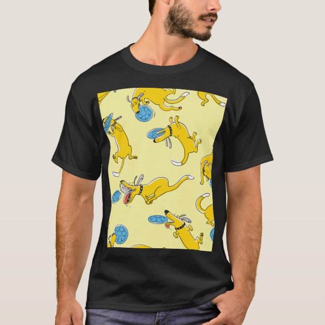 Aktivitet hundar: frisbee sport mönster t shirt (Framsida)