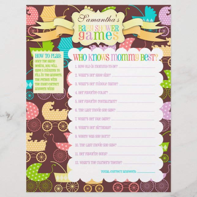 Aktiviteten barnvagn Chic "Baby Shower Games" Laka (Framsida)