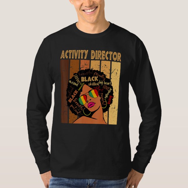 Aktivitetschef Afro African American Black Hist T Shirt (Framsida)