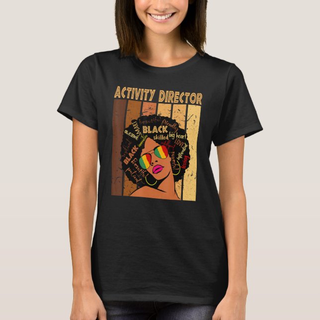 Aktivitetschef Afro African American Black Hist T Shirt (Framsida)