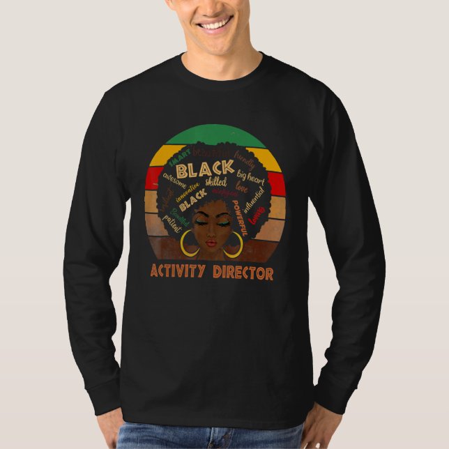 Aktivitetschef Afro African American Women Blac T Shirt (Framsida)