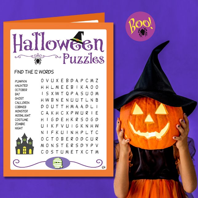 Aktivitetskort för Halloween Kids Puzzles Kort (Skapare uppladdad)