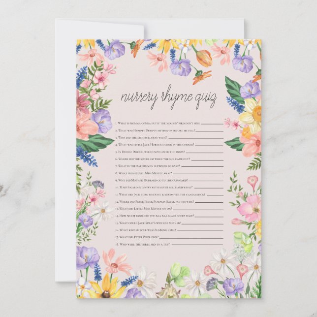 Aktivitetskort för nursery Rhyme-spel för babykläd Inbjudningar (Framsida)