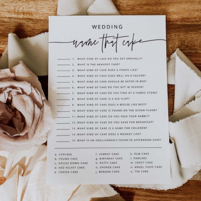 Aktivitetskortet Cake Match Möhippa Games Party Inbjudningar (Skapare uppladdad)