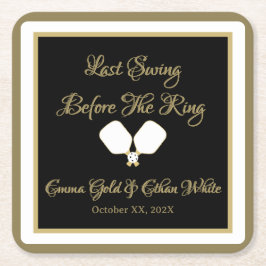 Aktivitetspickleball Guld & White bröllop Helg Underlägg Papper Kvadrat