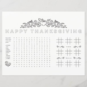 Aktivitetssida för Happy thanksgiving-ungar bord