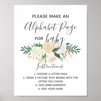 Aktivitetstecken för alfabet Page Shower Flowers Poster