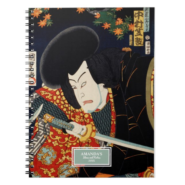 Aktör med Samurai Sword Toyohara Kunichika Anteckningsbok (Framsidan)