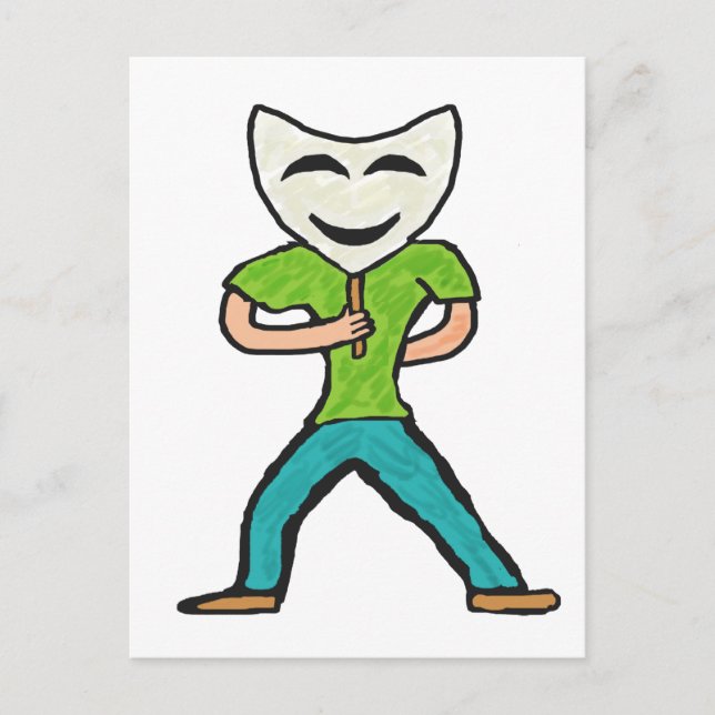 Aktör som agerar med mask vykort (Framsida)