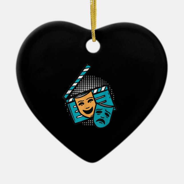 Aktör teatermask-skådespelare i Clapperboard Julgransprydnad Keramik (Framsidan)