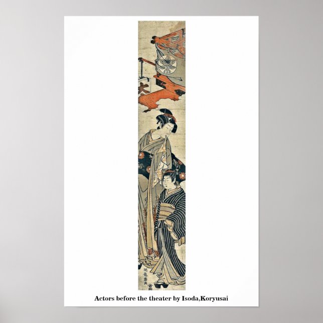 Aktörer före teatern av Isoda,Koryusai Poster (Framsidan)