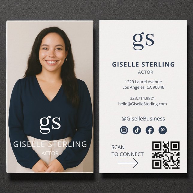 Aktörsfoto Social Media QR-kodmodern Visitkort (Skapare uppladdad)