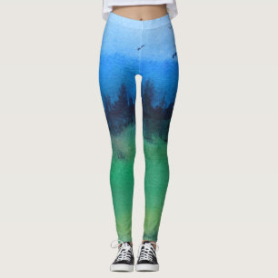 aktuell abstrakt utformning av färgstarkt landska leggings